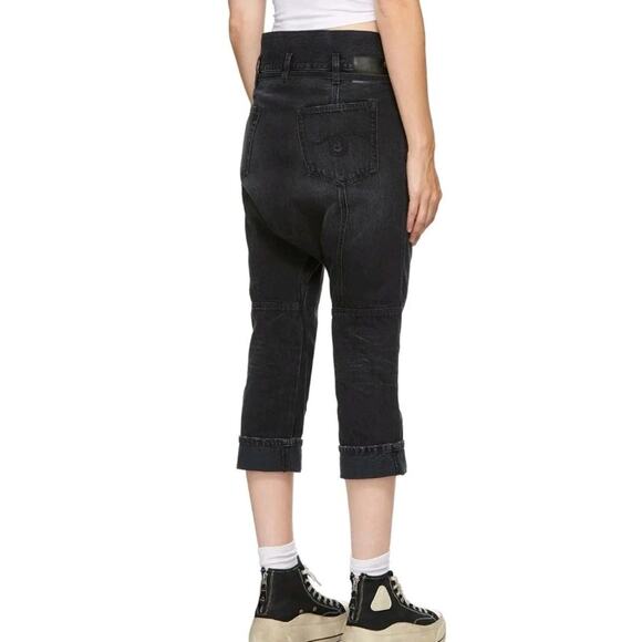 R13 Staley Cross Over Jeans In Jake Black Sz 27 Goth Punk Italy (V6 - Picture 3 of 9